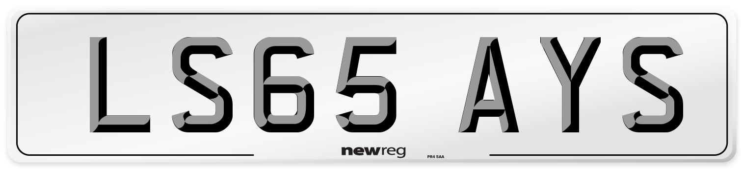 LS65 AYS Number Plate from New Reg